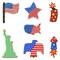 CookieCutter.com 7 Piece Patriotic Cookie Cutter Set Statue of Liberty, USA Map, Thunderbird, Flag, Star, Firework, Fire Cracker, USA